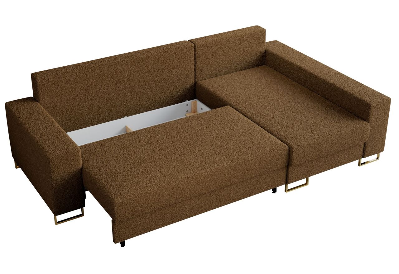 Narożnik DORIAN L - uniwersalny - brązowy, boucle