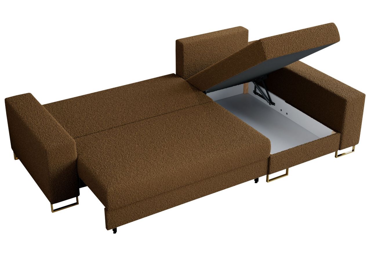 Narożnik DORIAN L - uniwersalny - brązowy, boucle