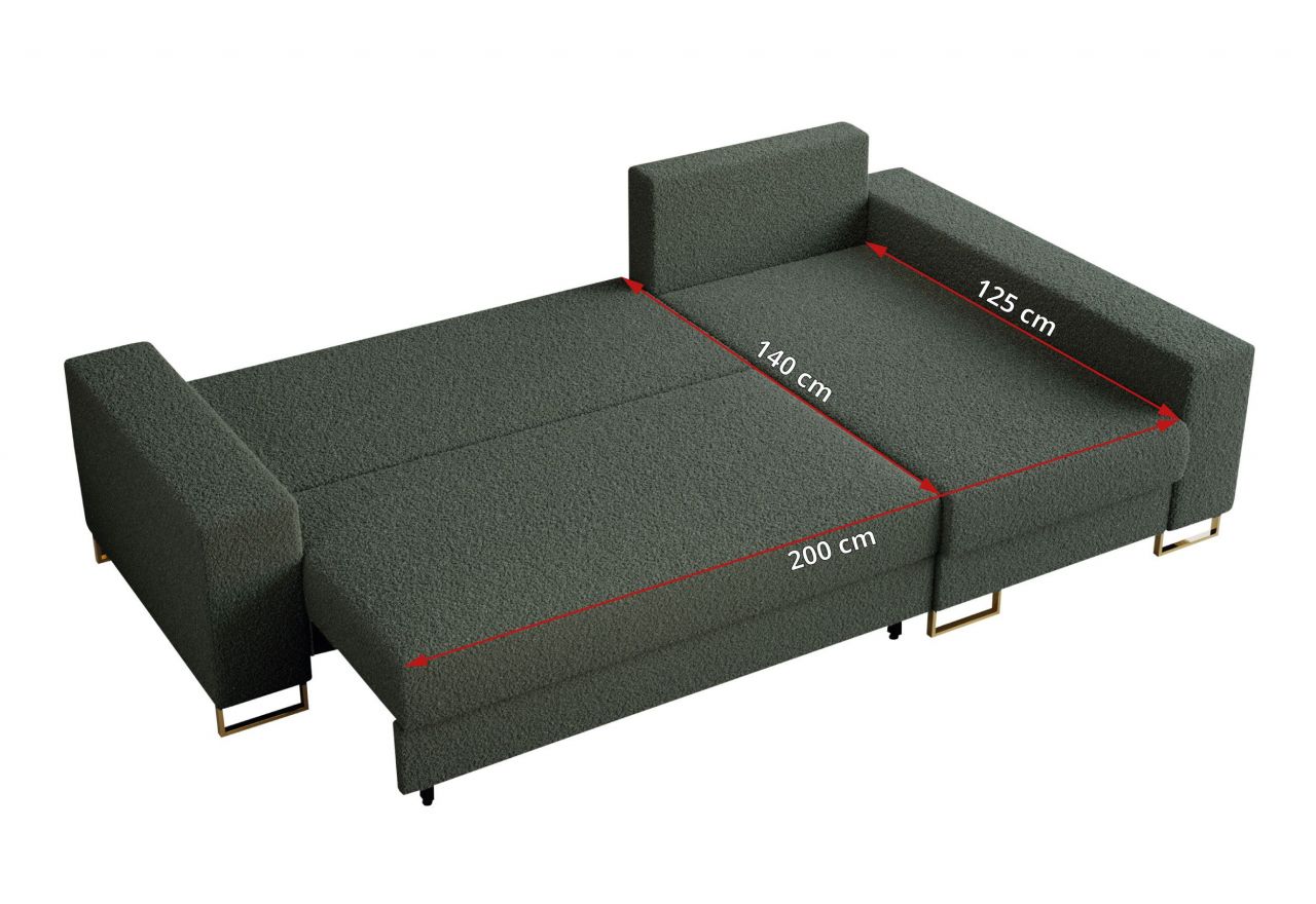 Narożnik DORIAN L - uniwersalny - zielony, boucle