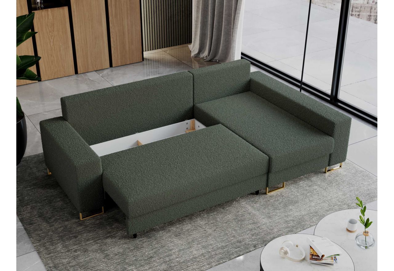 Narożnik DORIAN L - uniwersalny - zielony, boucle