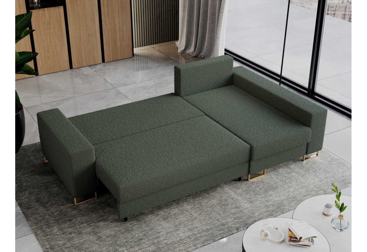 Narożnik DORIAN L - uniwersalny - zielony, boucle