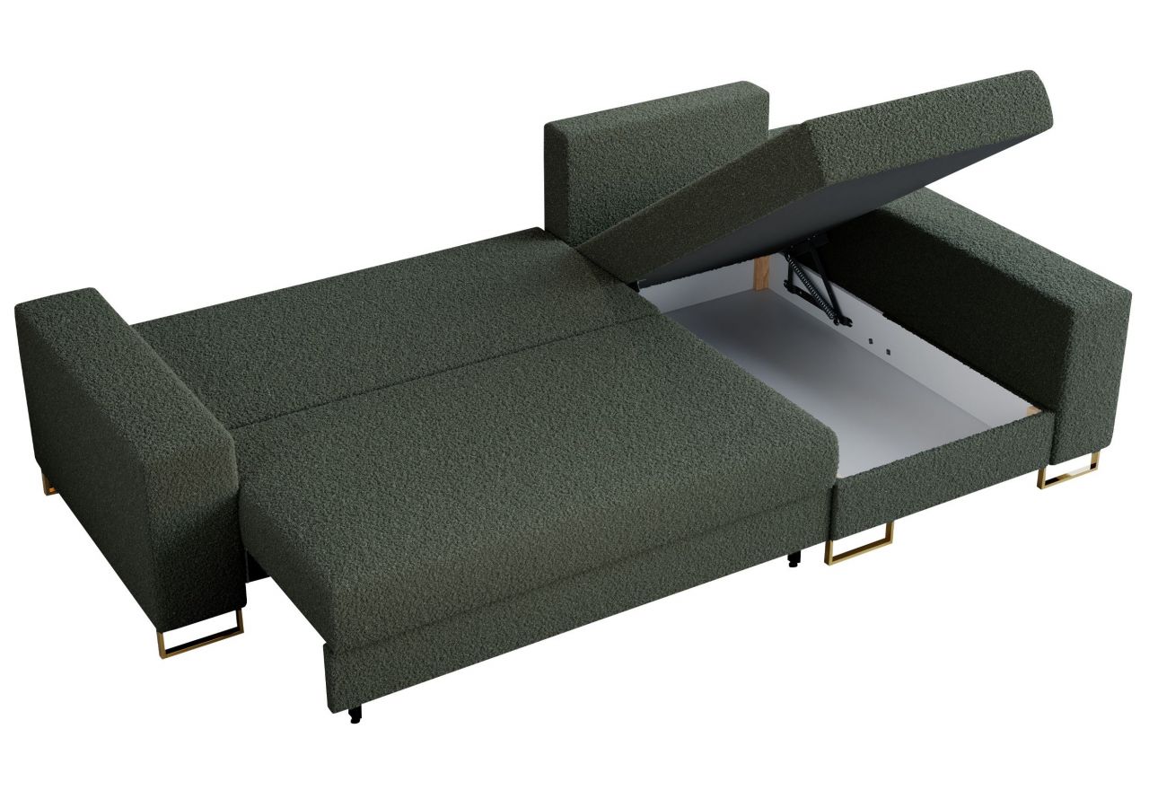 Narożnik DORIAN L - uniwersalny - zielony, boucle