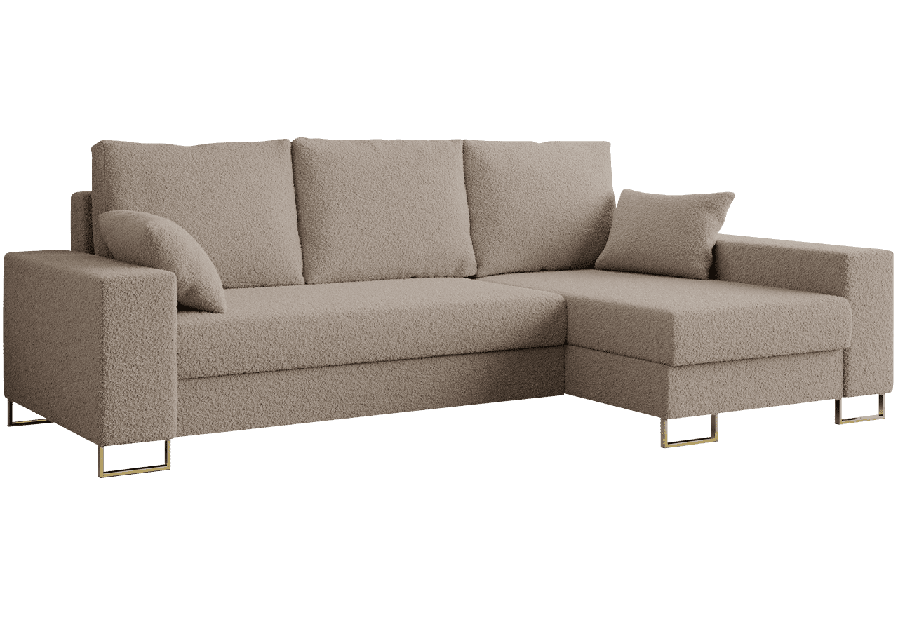 Narożnik DORIAN L - uniwersalny - jasnobrązowy, boucle