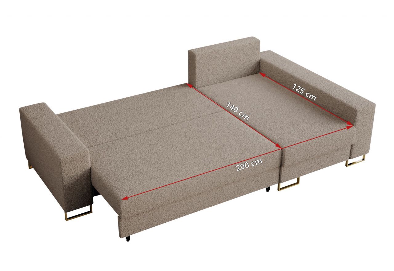 Narożnik DORIAN L - uniwersalny - jasnobrązowy, boucle