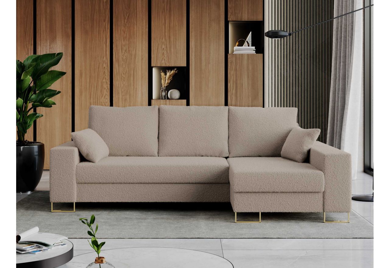 Narożnik DORIAN L - uniwersalny - jasnobrązowy, boucle