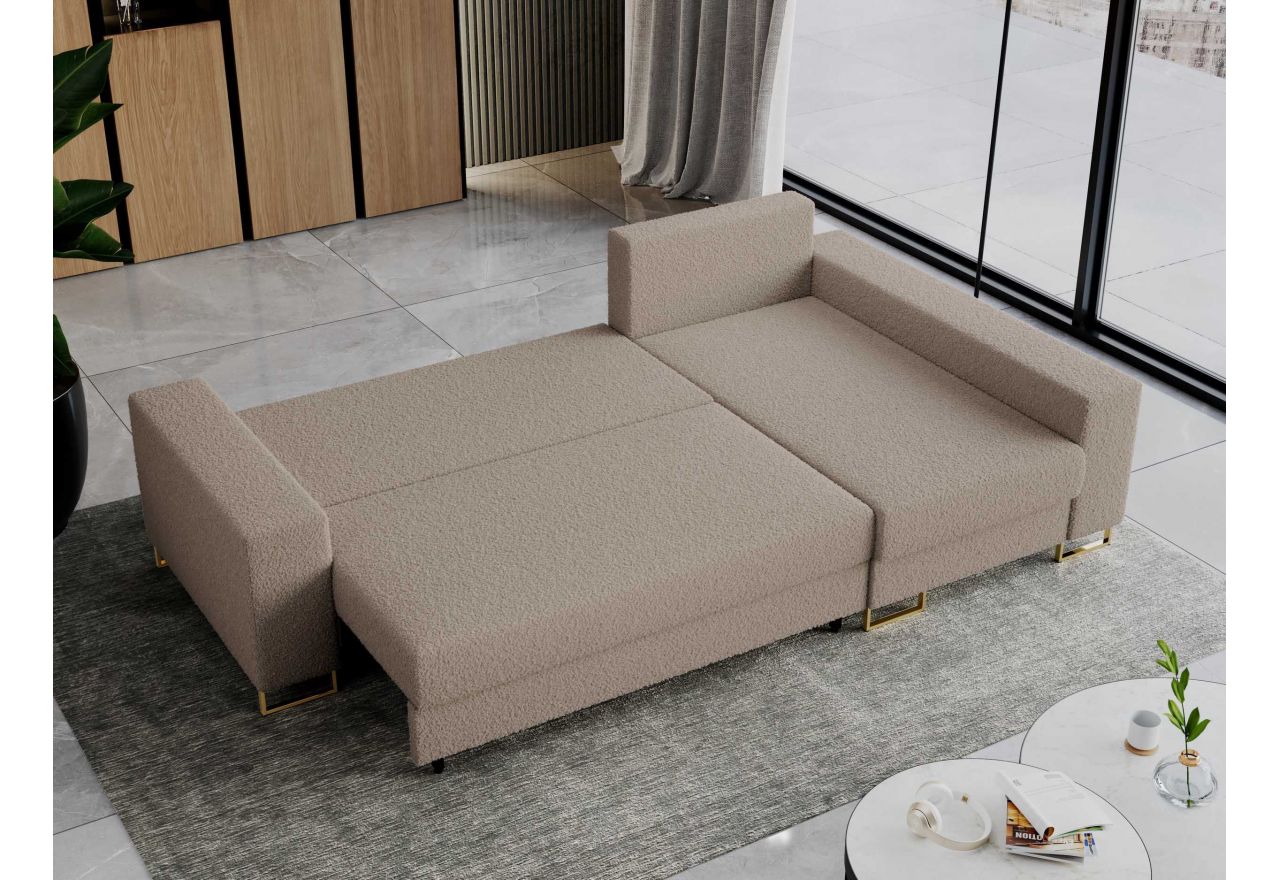 Narożnik DORIAN L - uniwersalny - jasnobrązowy, boucle