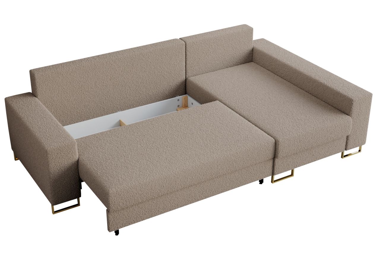 Narożnik DORIAN L - uniwersalny - jasnobrązowy, boucle