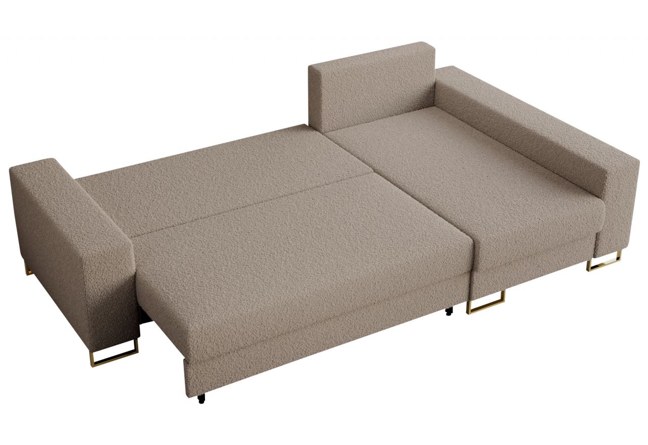 Narożnik DORIAN L - uniwersalny - jasnobrązowy, boucle