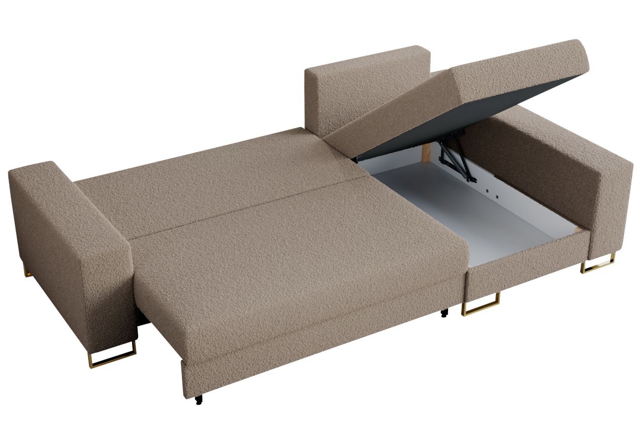 Narożnik DORIAN L - uniwersalny - jasnobrązowy, boucle