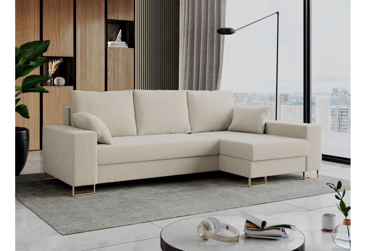 Narożnik DORIAN L - uniwersalny - kremowy, boucle