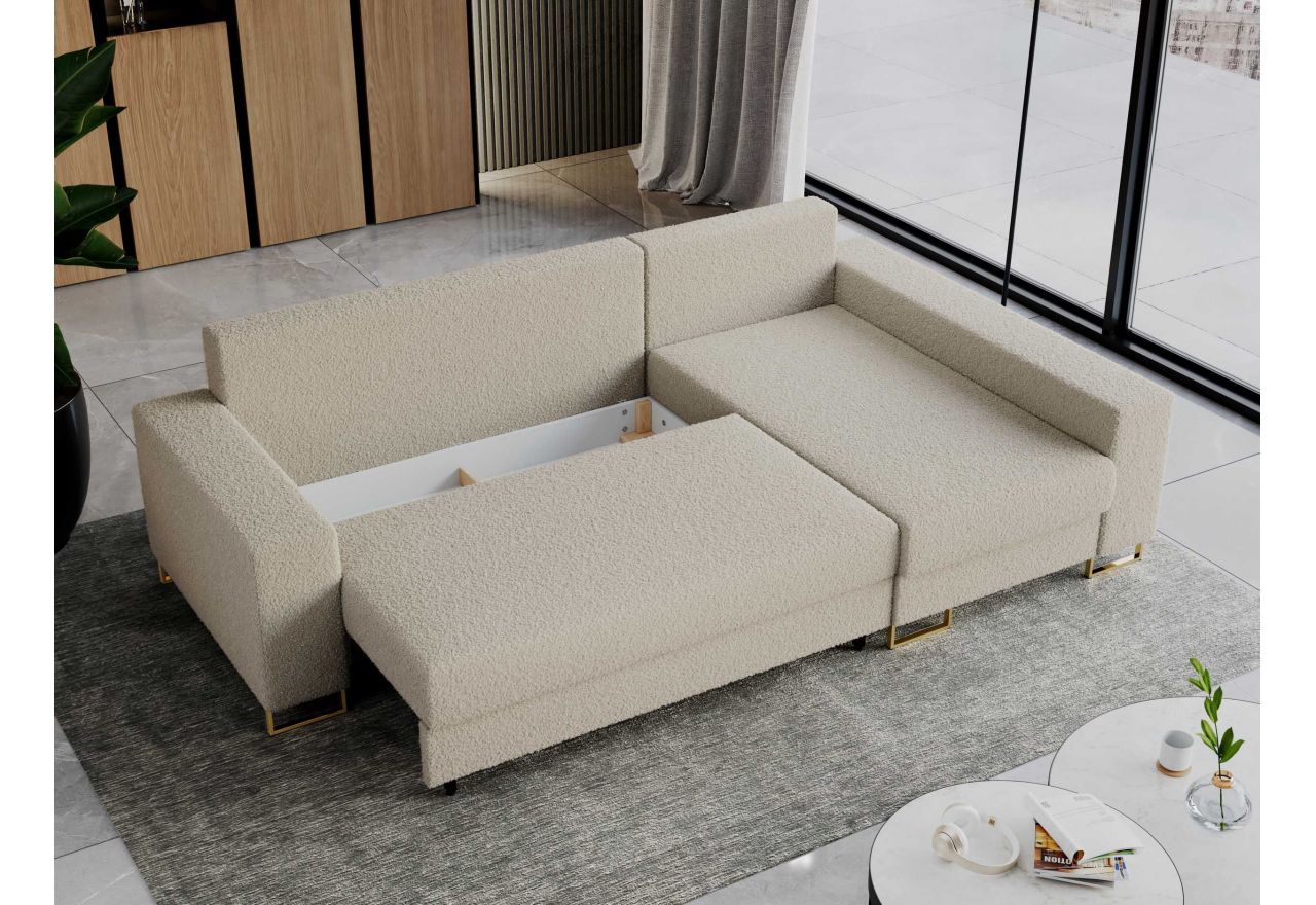 Narożnik DORIAN L - uniwersalny - kremowy, boucle