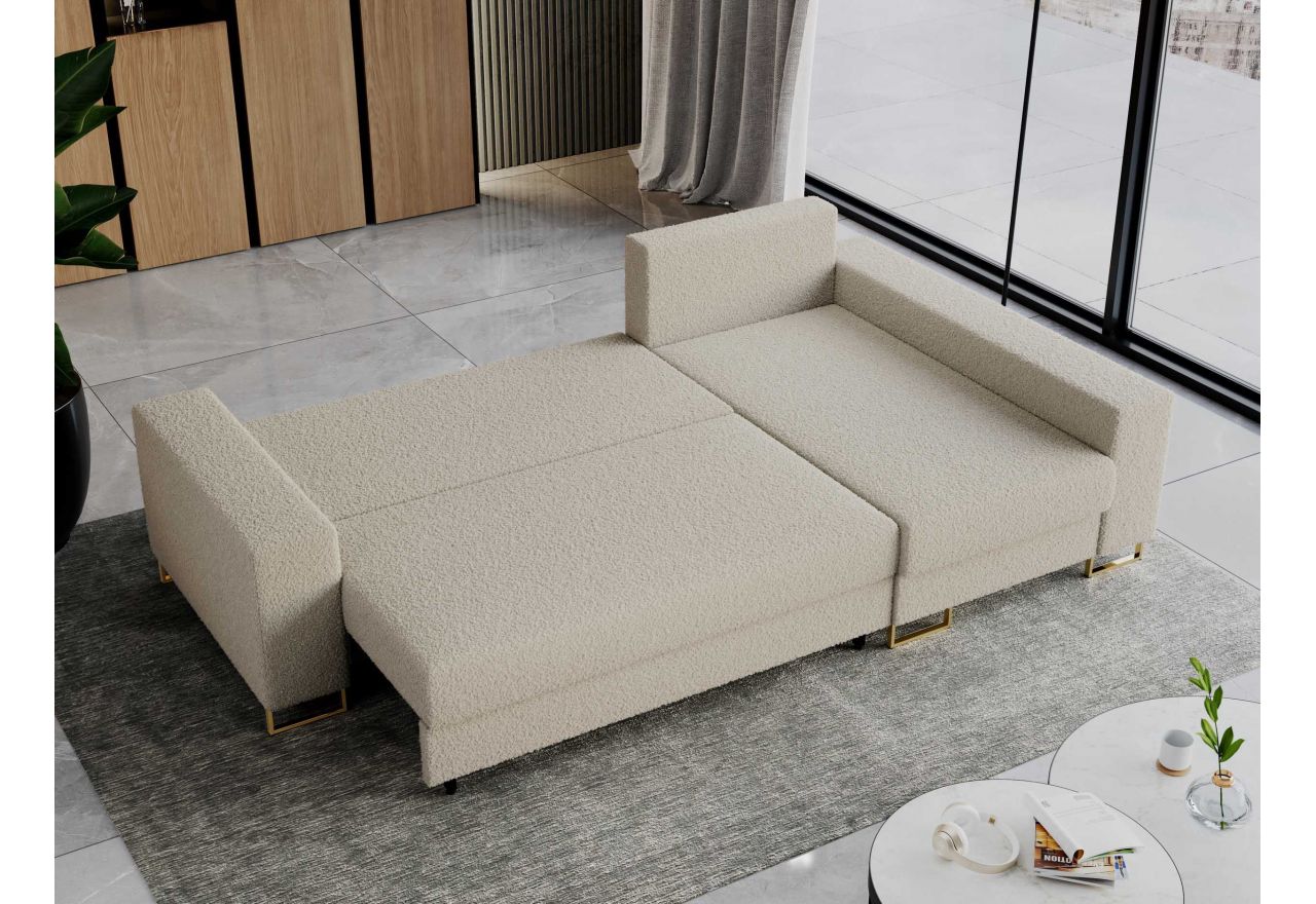 Narożnik DORIAN L - uniwersalny - kremowy, boucle