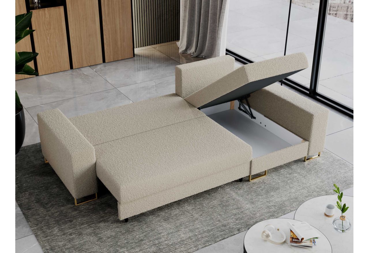 Narożnik DORIAN L - uniwersalny - kremowy, boucle