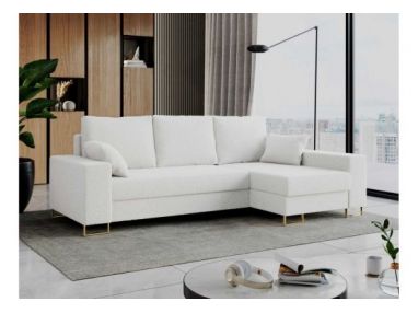 Narożnik DORIAN L - uniwersalny - biały, boucle