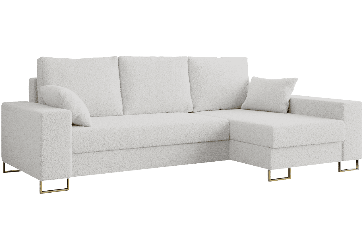 Narożnik DORIAN L - uniwersalny - biały, boucle