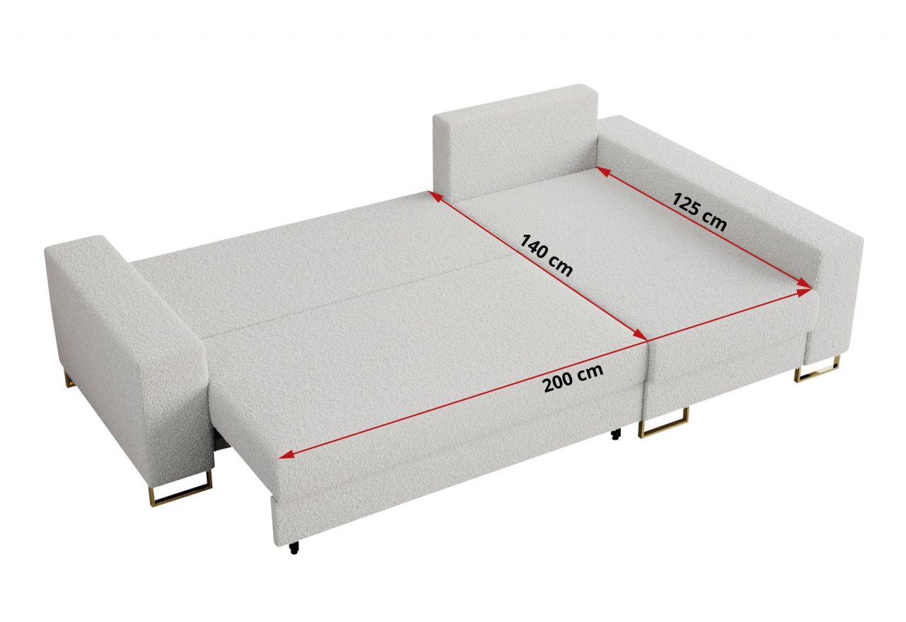 Narożnik DORIAN L - uniwersalny - biały, boucle