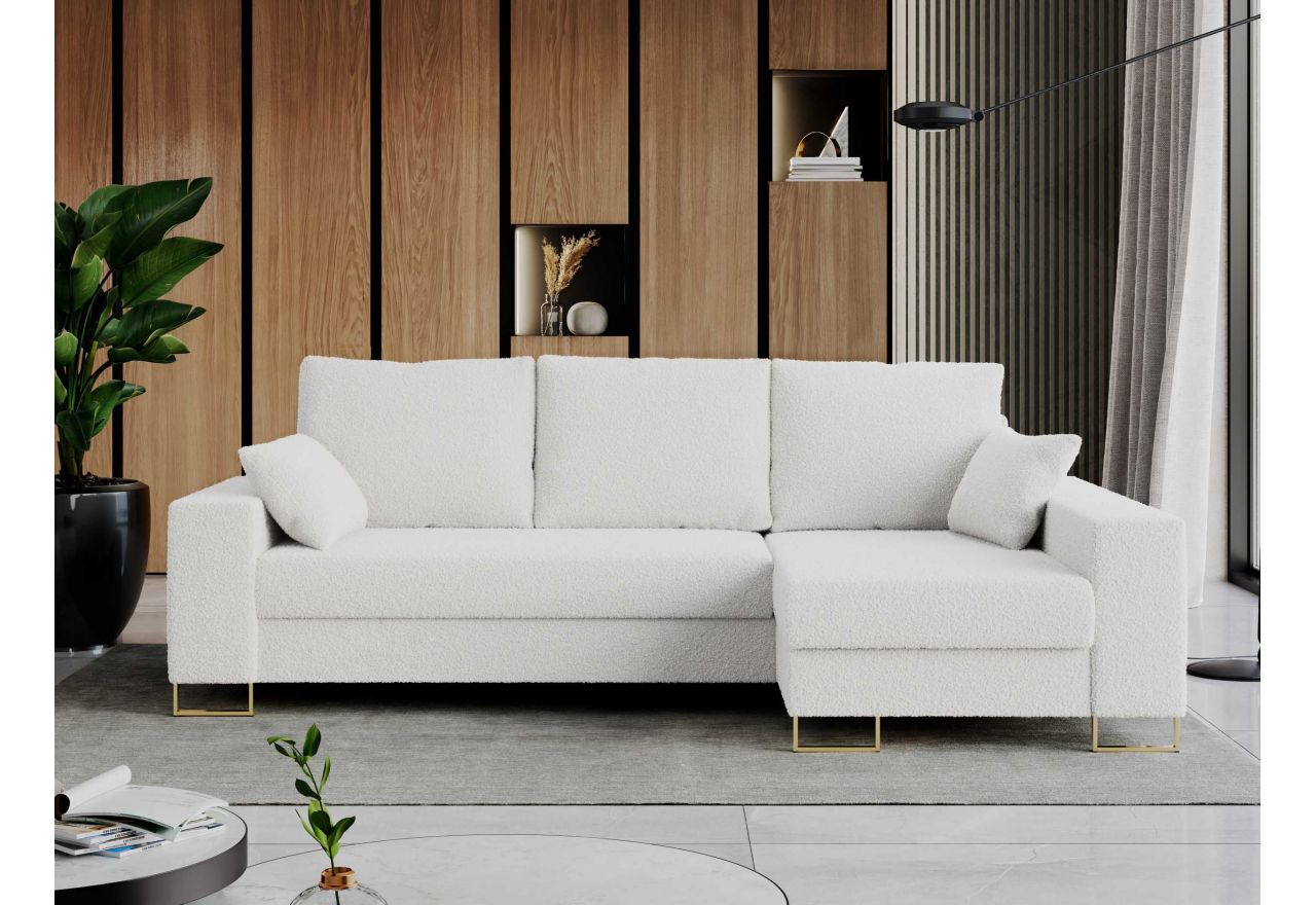 Narożnik DORIAN L - uniwersalny - biały, boucle