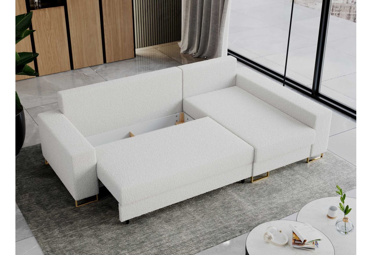 Narożnik DORIAN L - uniwersalny - biały, boucle