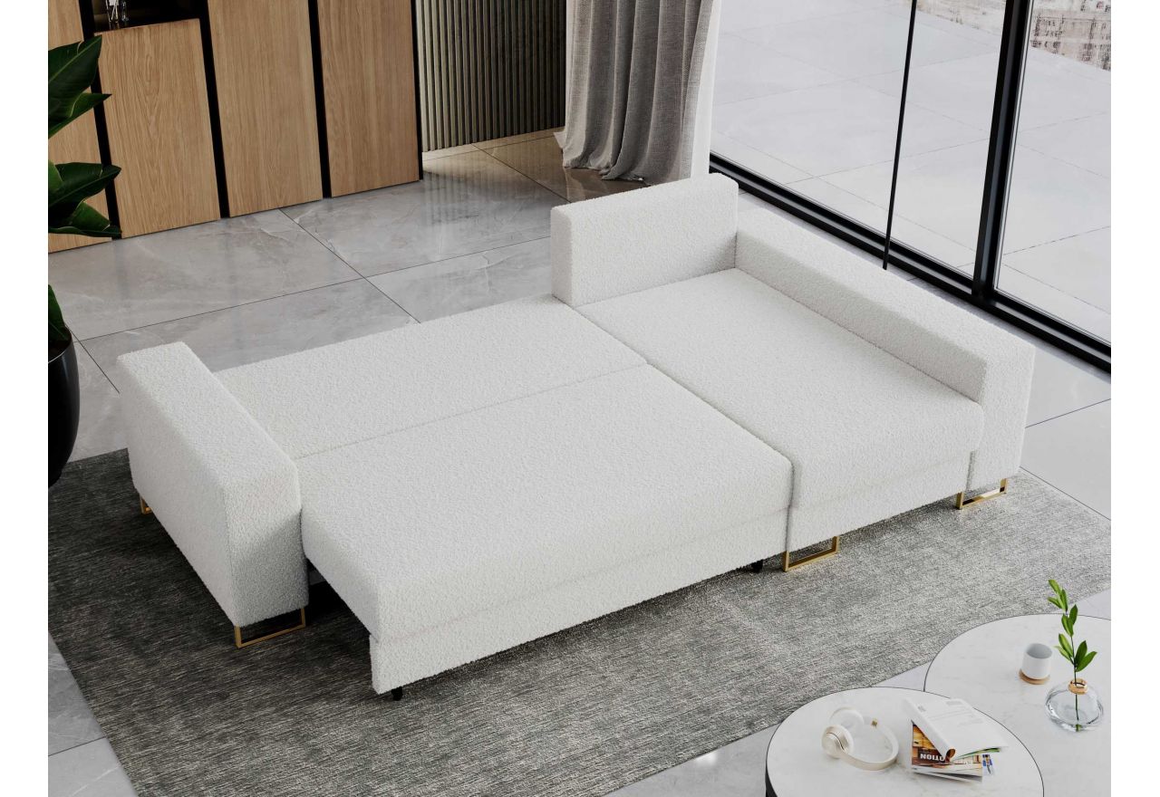 Narożnik DORIAN L - uniwersalny - biały, boucle