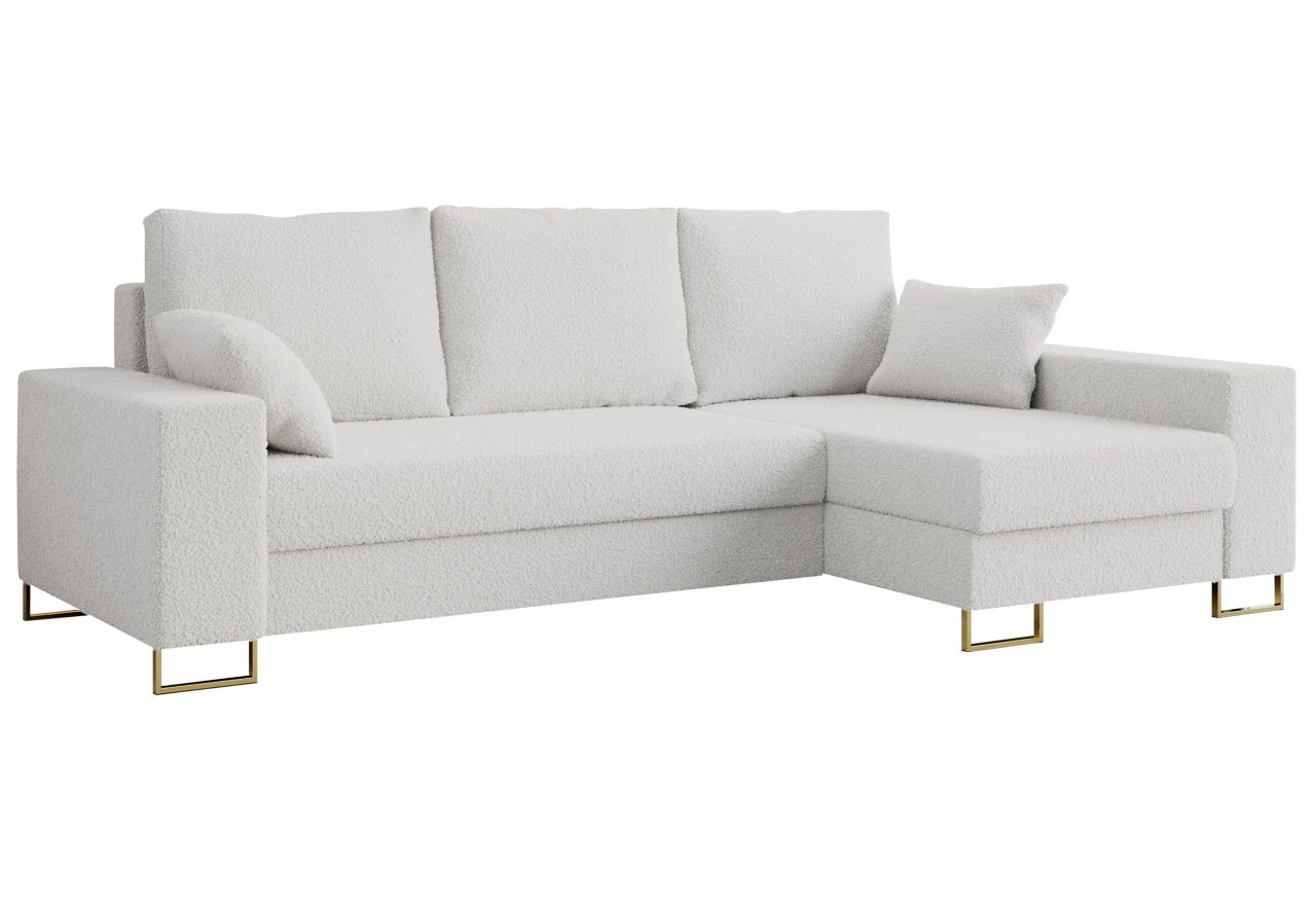 Narożnik DORIAN L - uniwersalny - biały, boucle