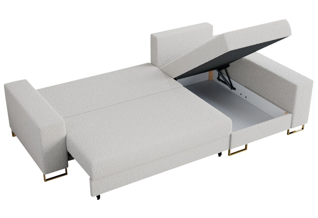 Narożnik DORIAN L - uniwersalny - biały, boucle