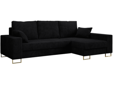 Narożnik DORIAN L - uniwersalny - czarny, sztruks