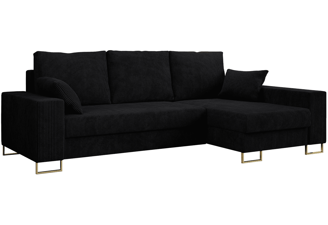 Narożnik DORIAN L - uniwersalny - czarny, sztruks