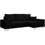 Narożnik DORIAN L - uniwersalny - czarny, sztruks