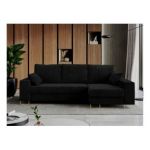 Narożnik DORIAN L - uniwersalny - czarny, sztruks