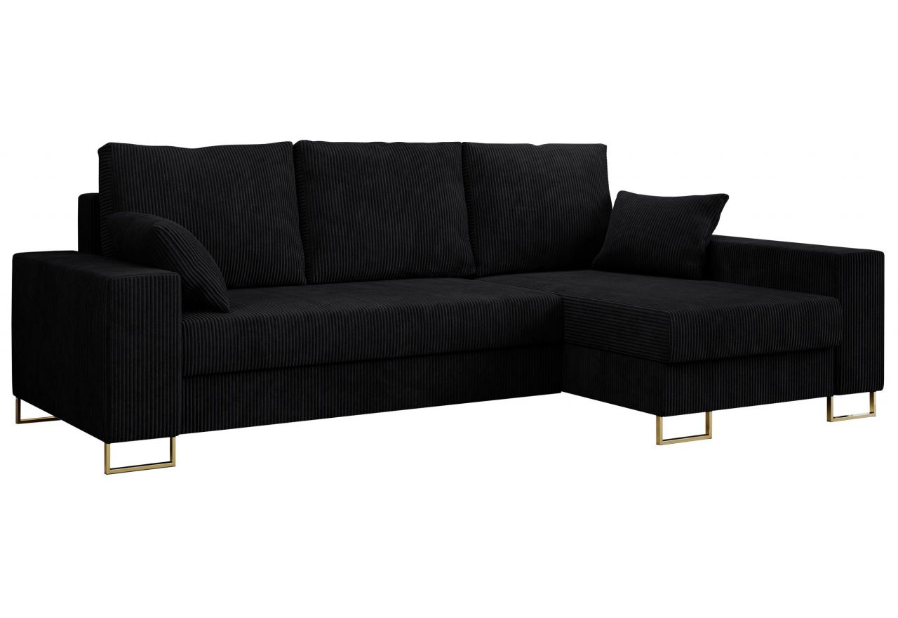 Narożnik DORIAN L - uniwersalny - czarny, sztruks