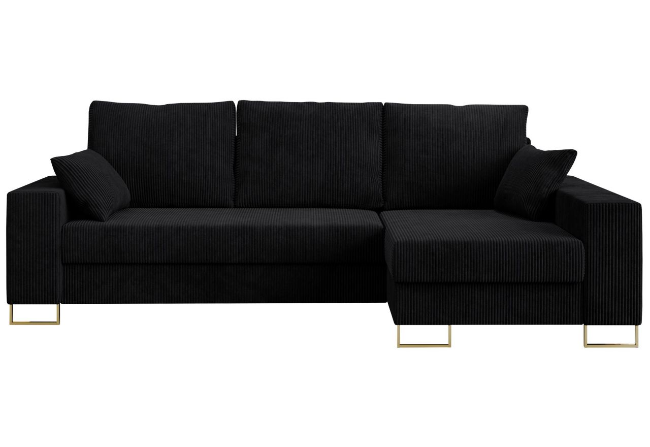 Narożnik DORIAN L - uniwersalny - czarny, sztruks