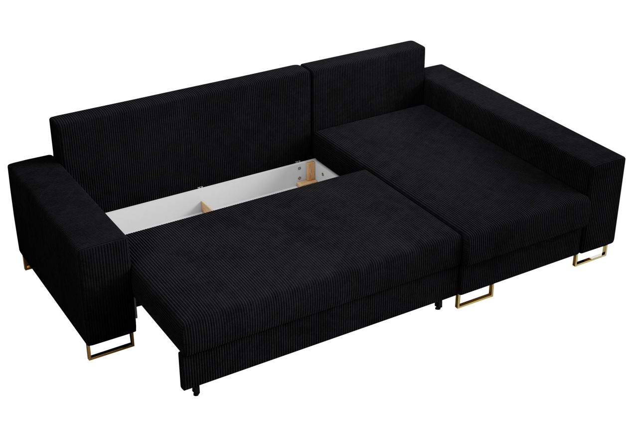 Narożnik DORIAN L - uniwersalny - czarny, sztruks