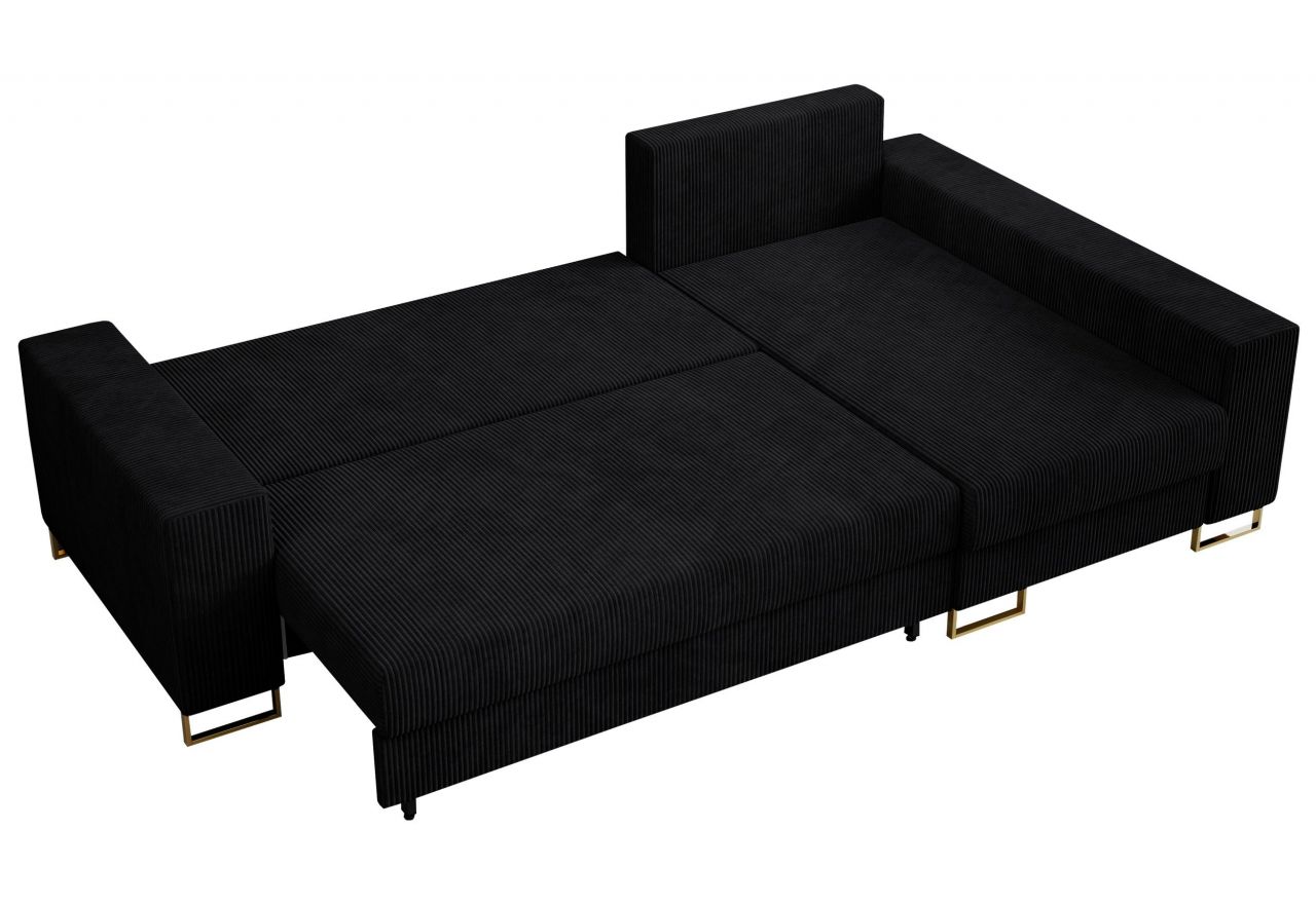 Narożnik DORIAN L - uniwersalny - czarny, sztruks