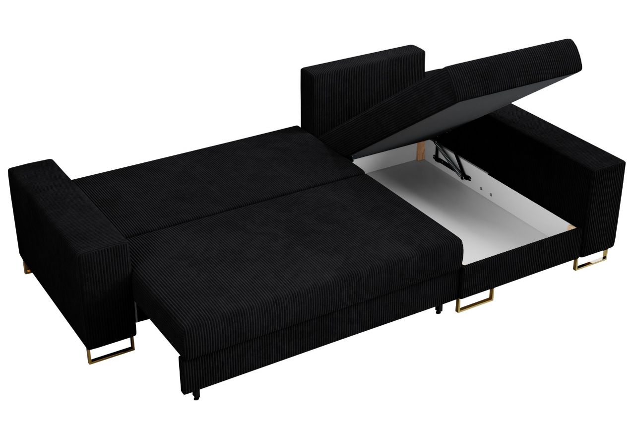 Narożnik DORIAN L - uniwersalny - czarny, sztruks