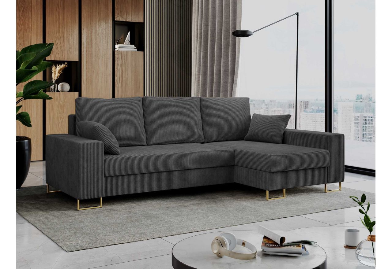 Narożnik DORIAN L - uniwersalny - ciemnoszary, sztruks