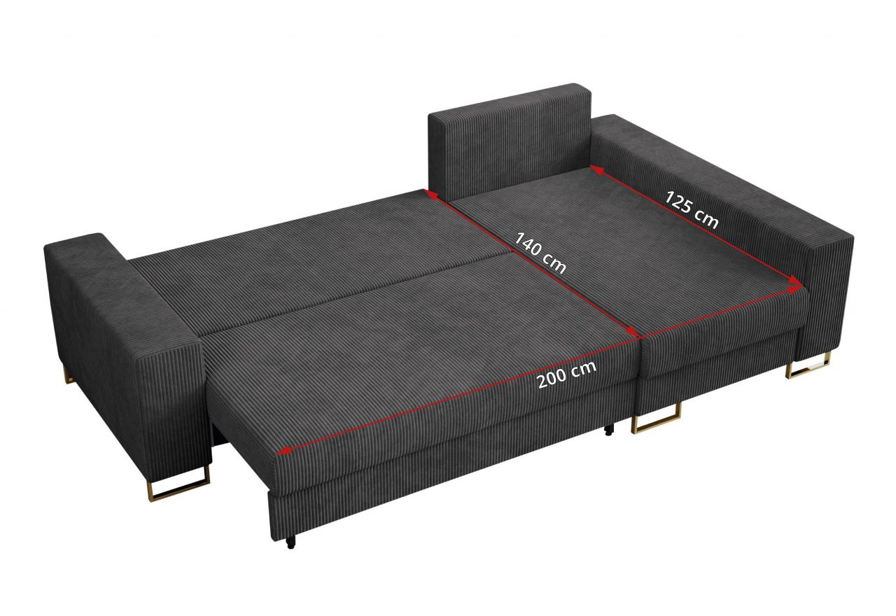 Narożnik DORIAN L - uniwersalny - ciemnoszary, sztruks