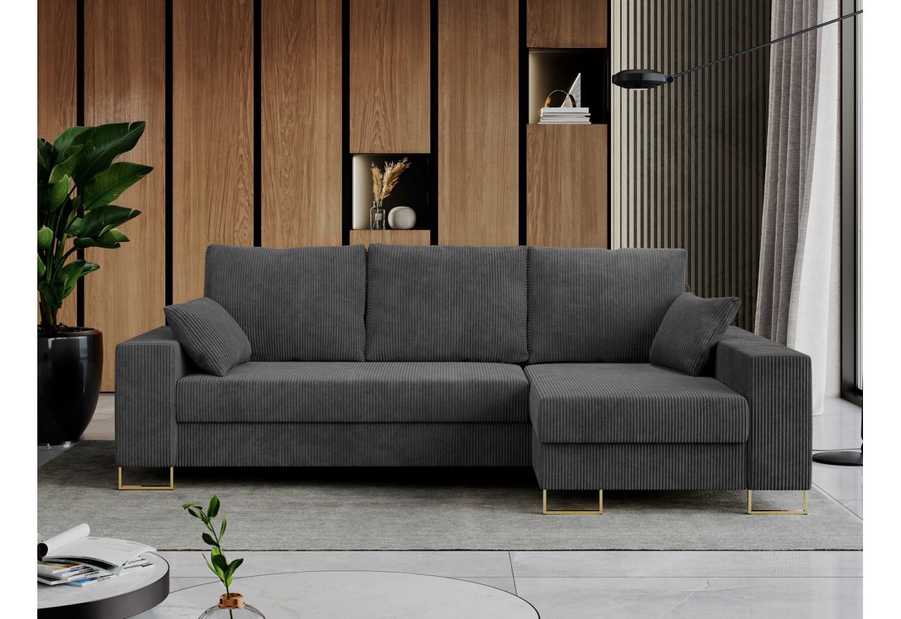 Narożnik DORIAN L - uniwersalny - ciemnoszary, sztruks