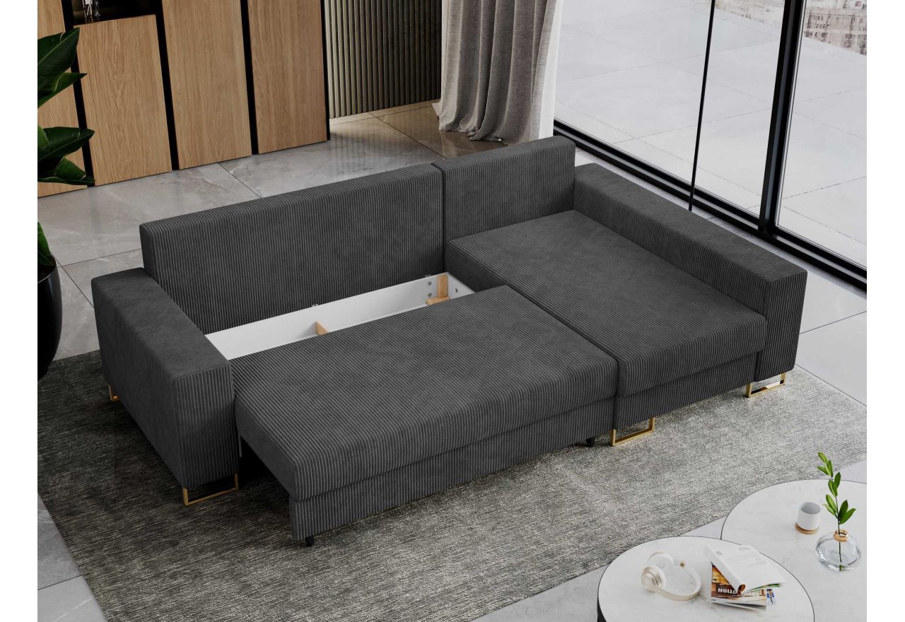 Narożnik DORIAN L - uniwersalny - ciemnoszary, sztruks