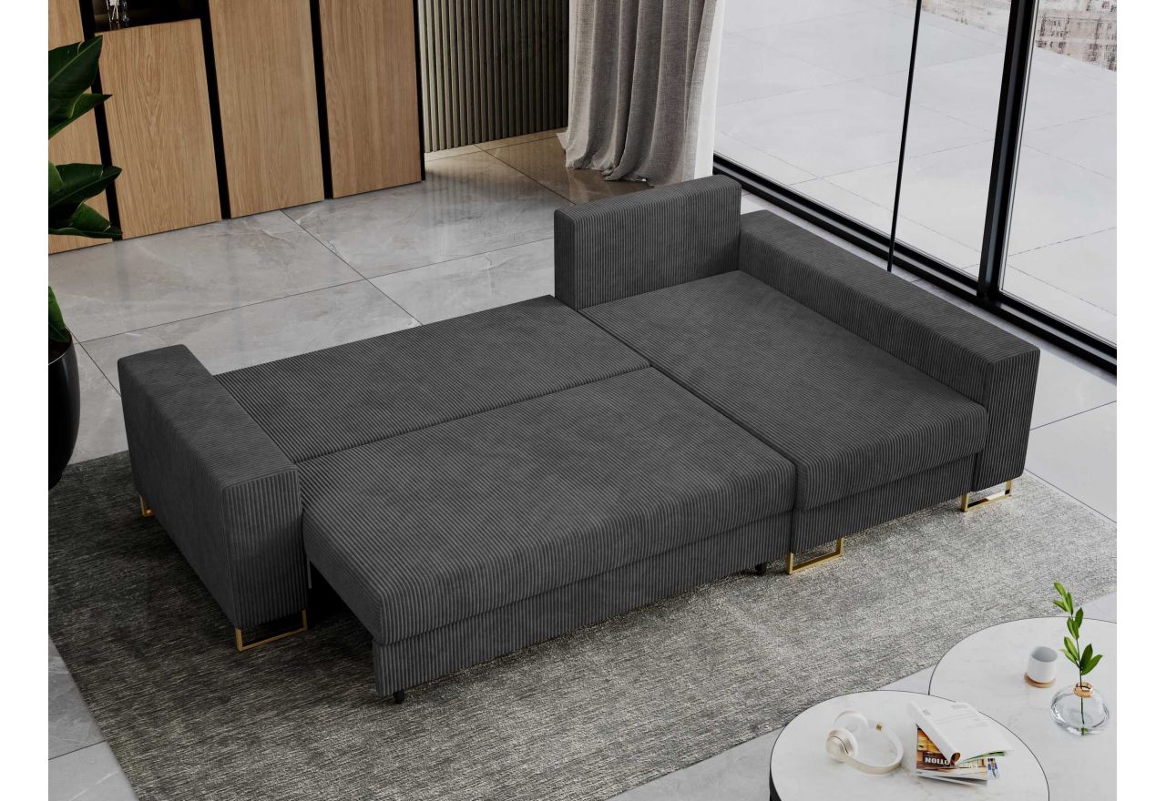 Narożnik DORIAN L - uniwersalny - ciemnoszary, sztruks