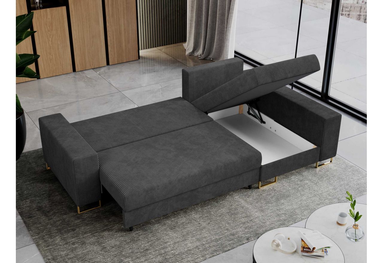 Narożnik DORIAN L - uniwersalny - ciemnoszary, sztruks