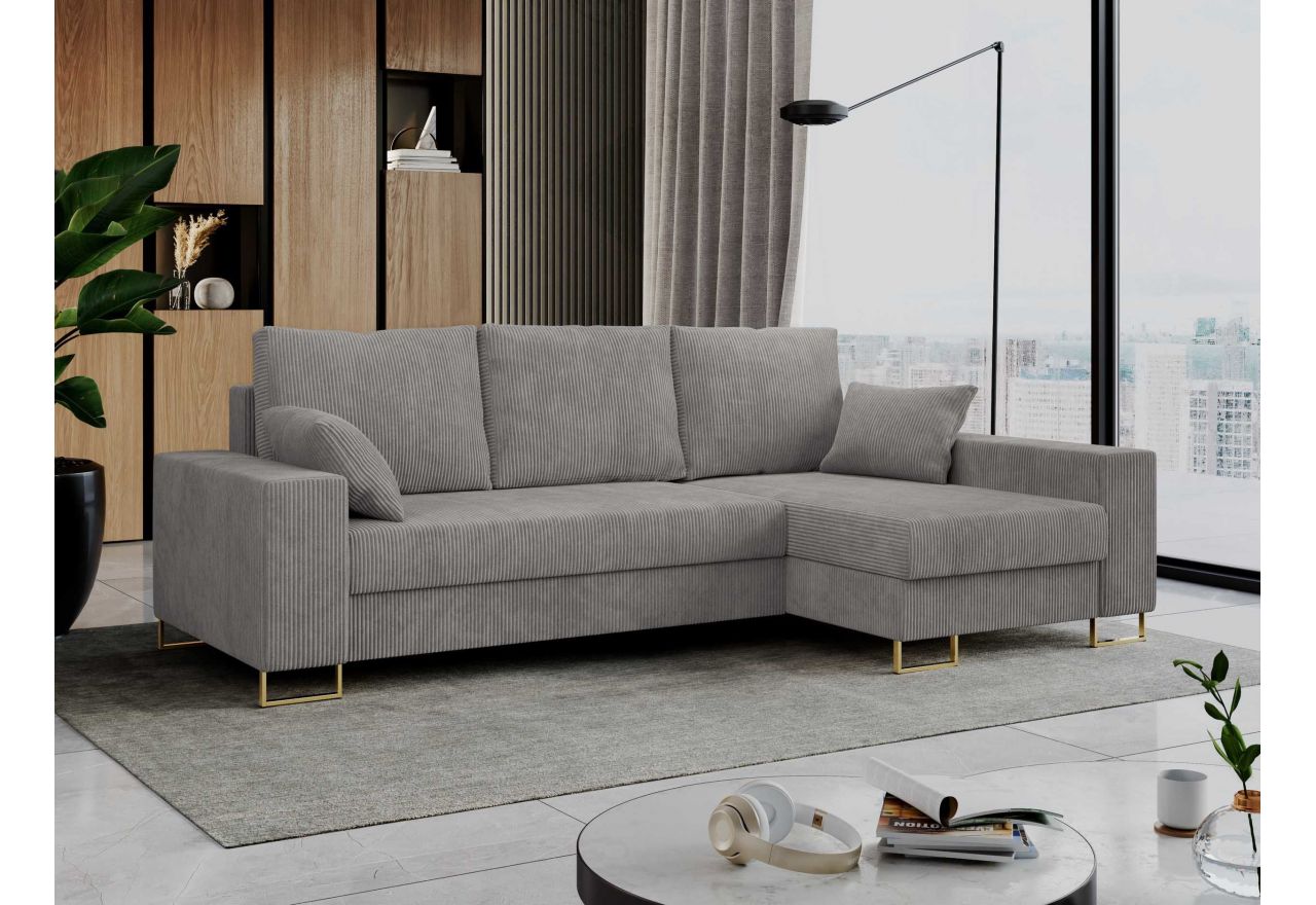 Narożnik DORIAN L - uniwersalny - jasnoszary, sztruks