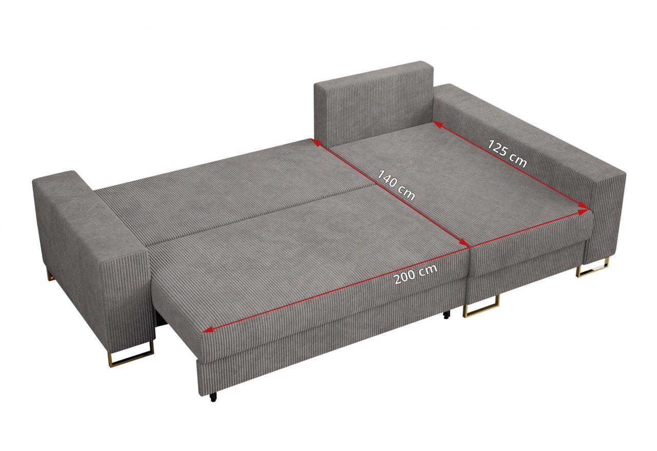 Narożnik DORIAN L - uniwersalny - jasnoszary, sztruks