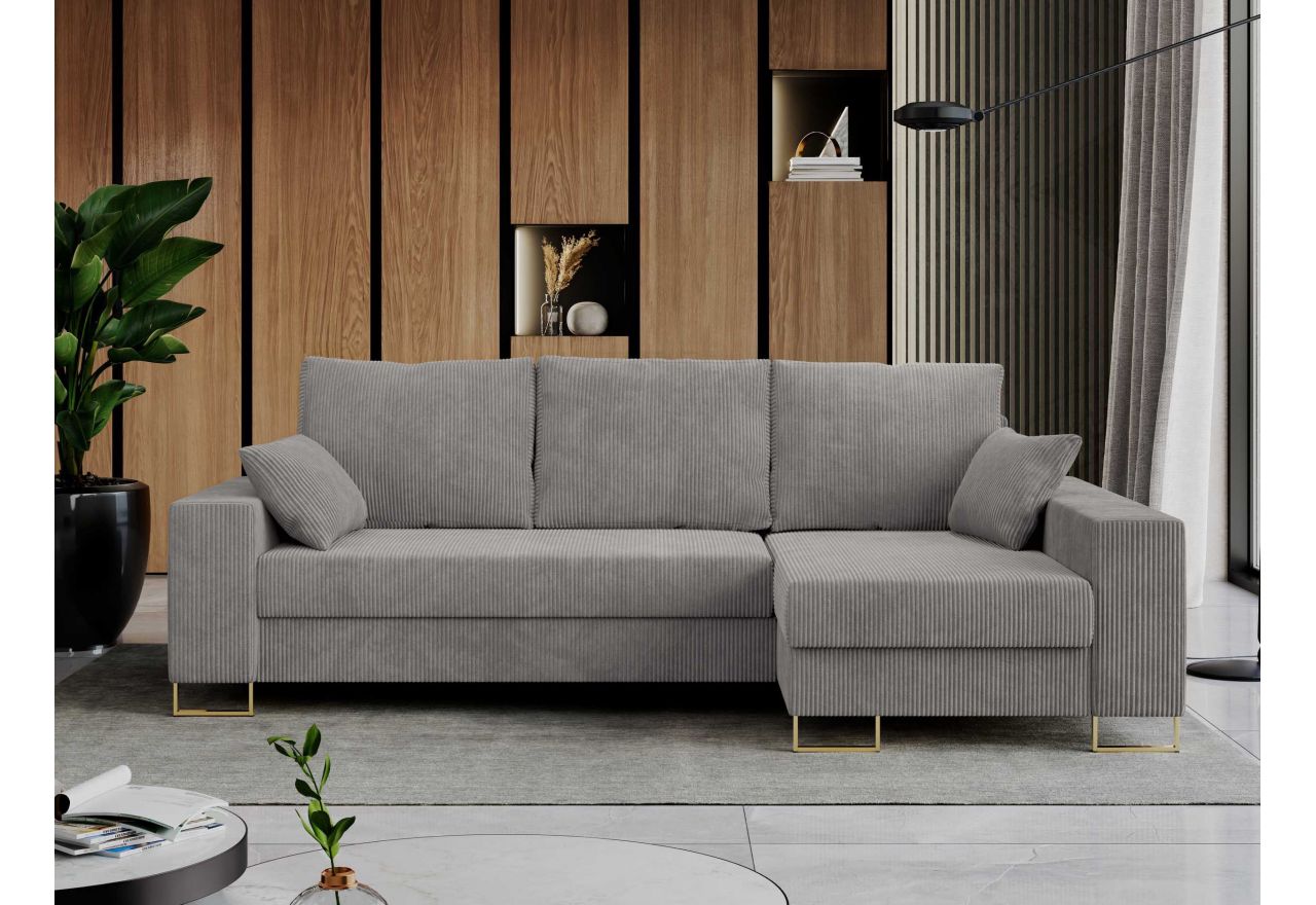 Narożnik DORIAN L - uniwersalny - jasnoszary, sztruks