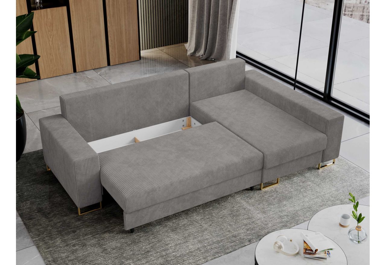 Narożnik DORIAN L - uniwersalny - jasnoszary, sztruks