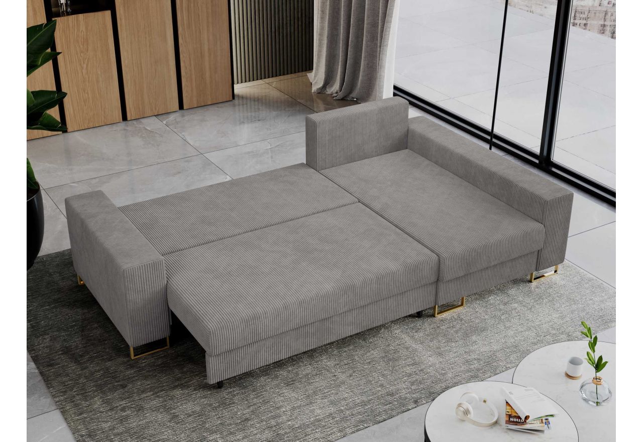 Narożnik DORIAN L - uniwersalny - jasnoszary, sztruks