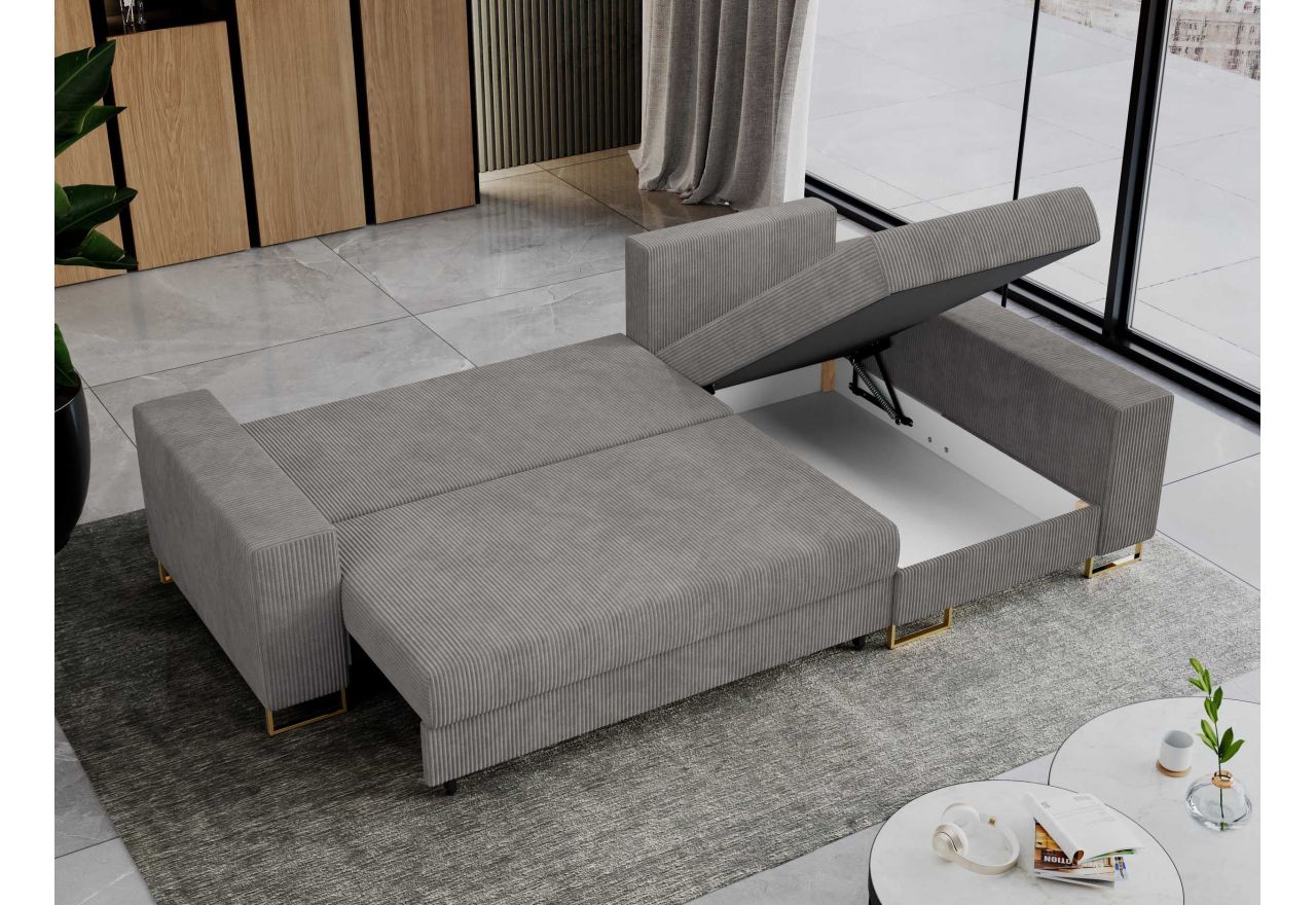 Narożnik DORIAN L - uniwersalny - jasnoszary, sztruks