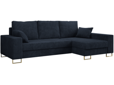 Narożnik DORIAN L - uniwersalny - ciemnoniebieski, sztruks