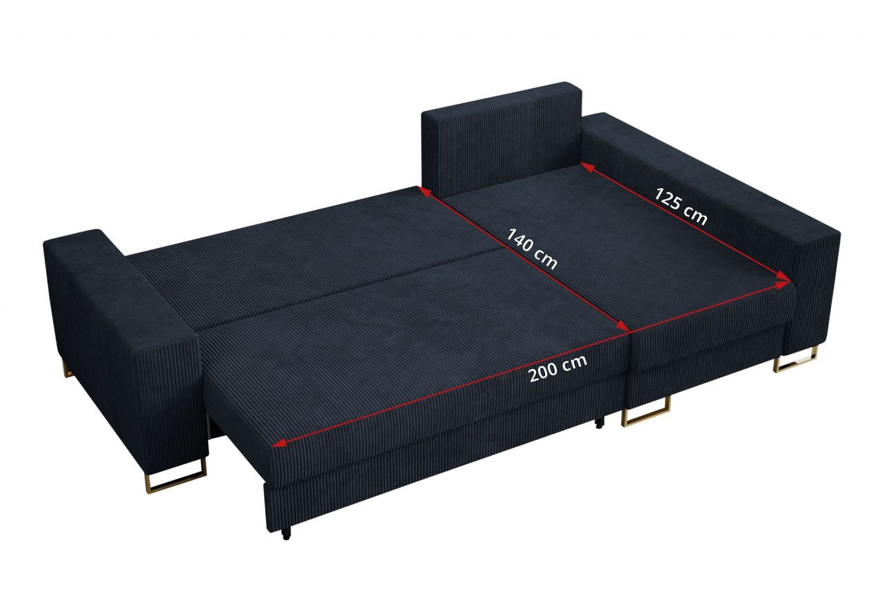 Narożnik DORIAN L - uniwersalny - ciemnoniebieski, sztruks