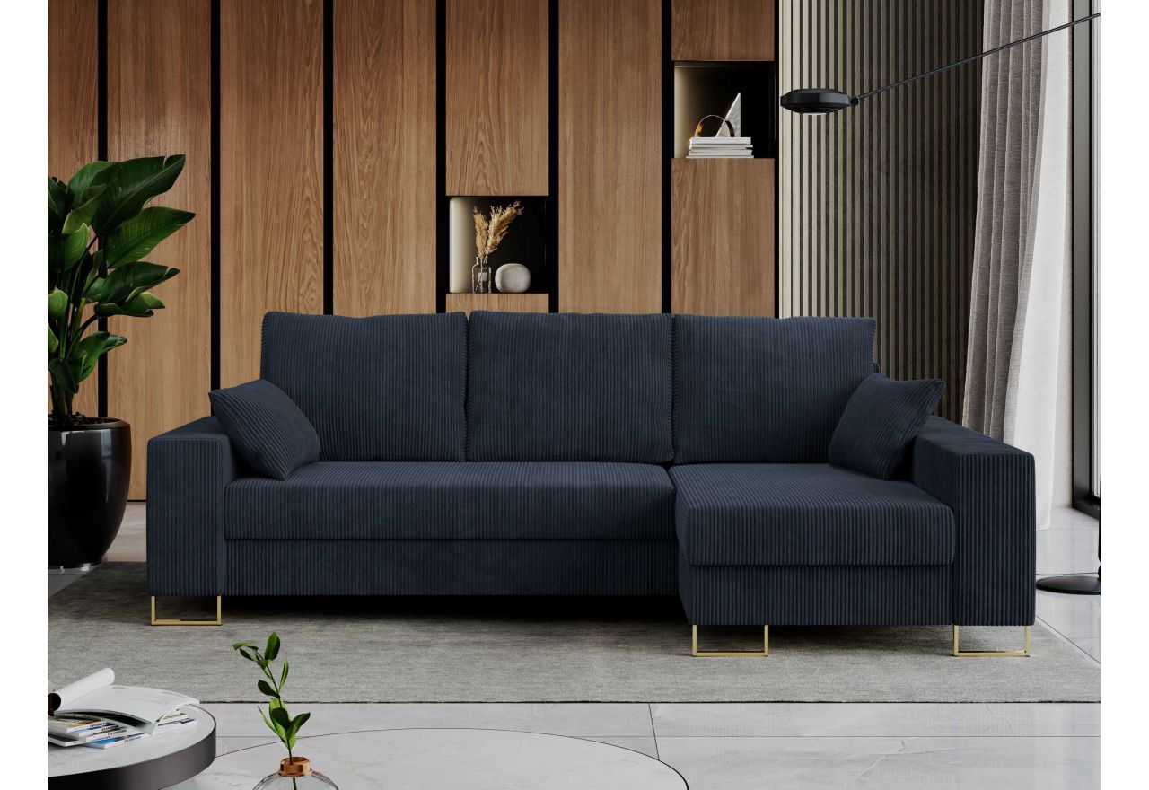 Narożnik DORIAN L - uniwersalny - ciemnoniebieski, sztruks