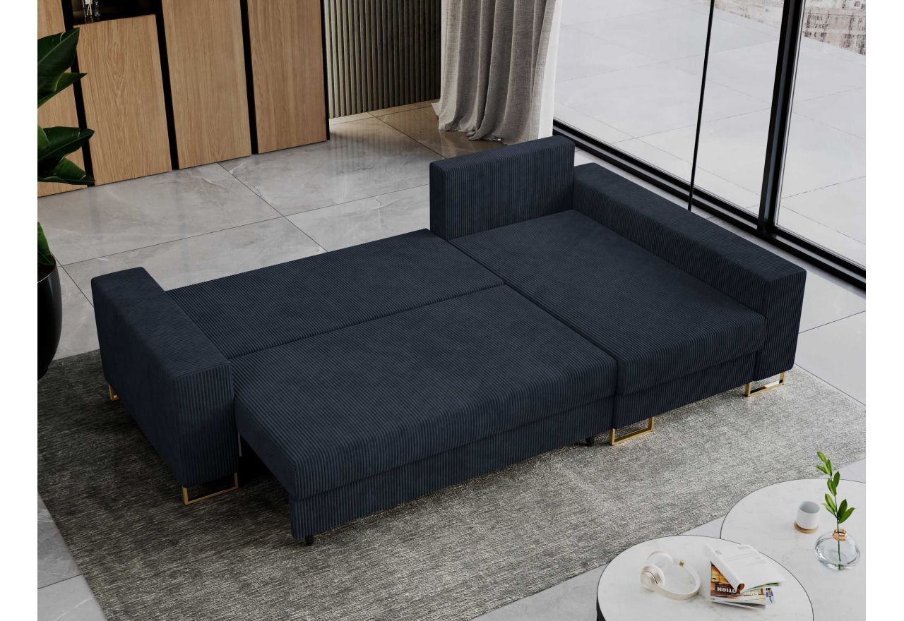 Narożnik DORIAN L - uniwersalny - ciemnoniebieski, sztruks